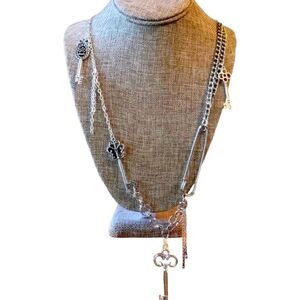 Silver Skeleton Keys Statement Necklace Artisan Jewelry NEW